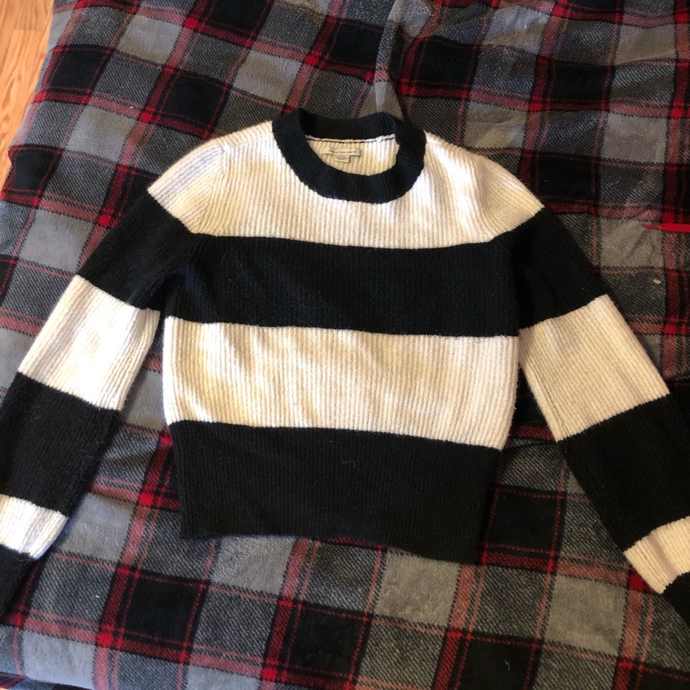 American Eagle Striped Crop Sweater